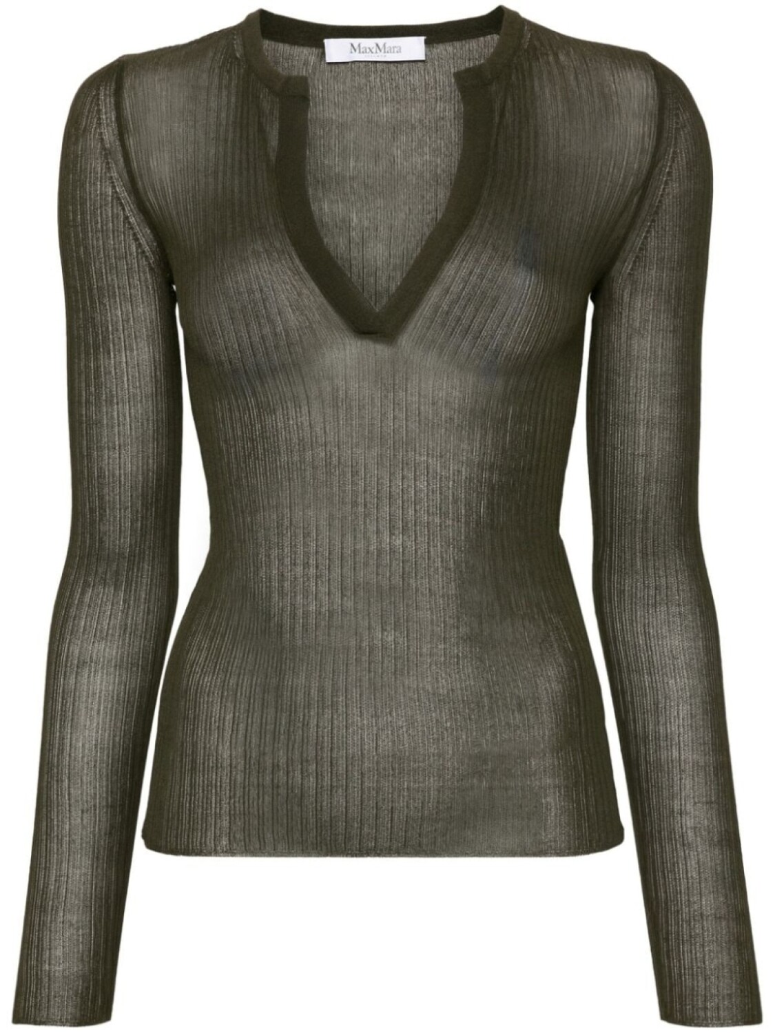 

Шелковый джемпер Saggina в рубчик Max Mara, зеленый