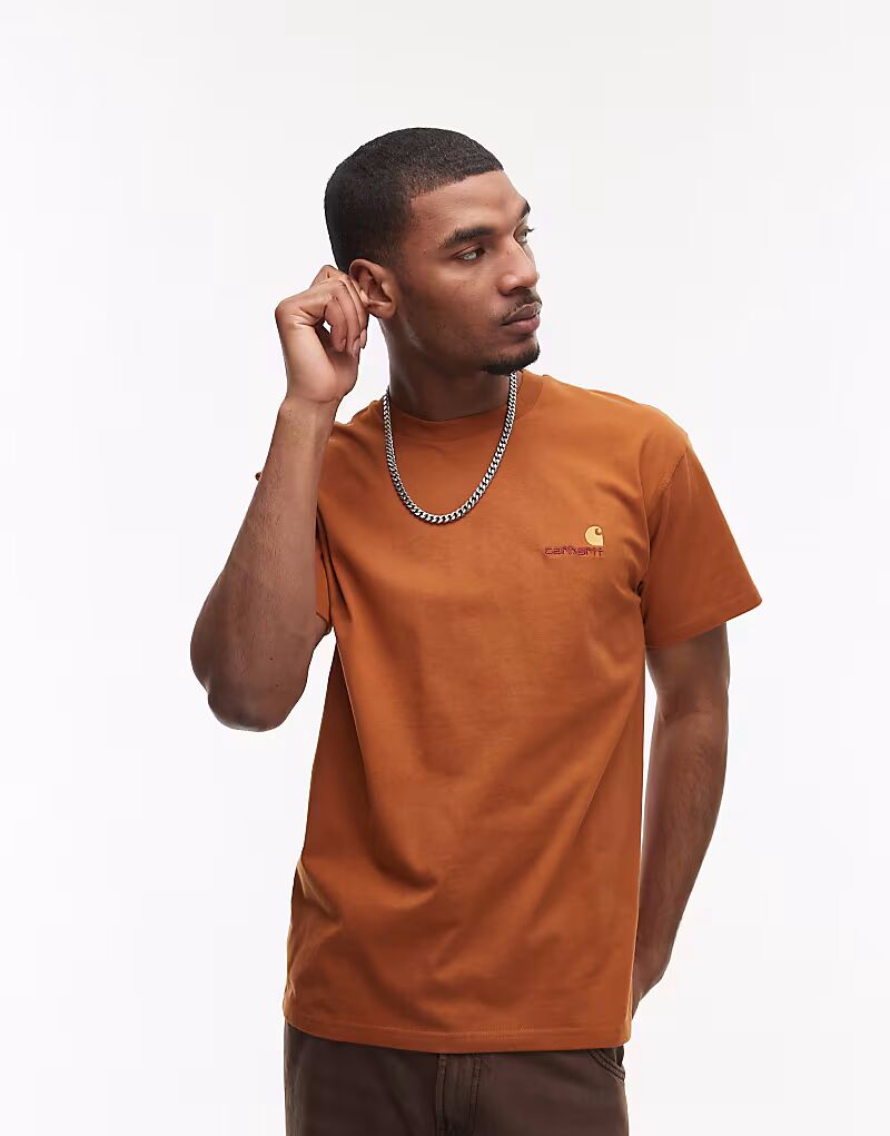 

Футболка Carhartt WIP American Script оранжевого цвета