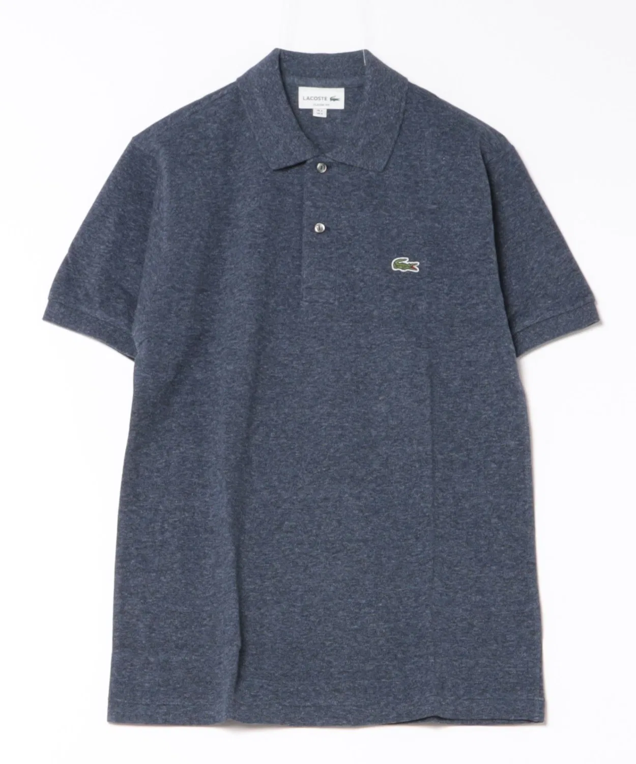 Поло Lacoste L.12.12 меланжевое, классический крой, цвет индиго