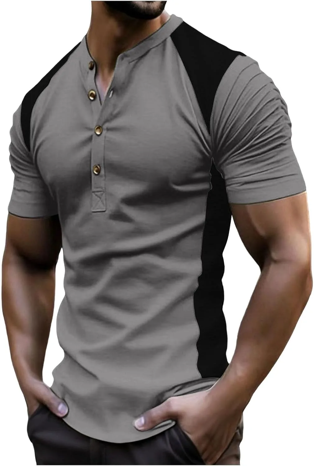 

Мужская футболка с коротким рукавом Color Block Henley