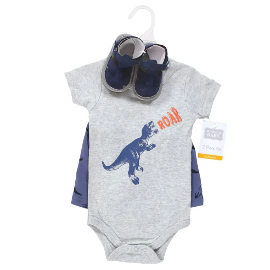 Хлопковый боди, шорты и комплект обуви Hudson Baby, Dino Roar — фото 2