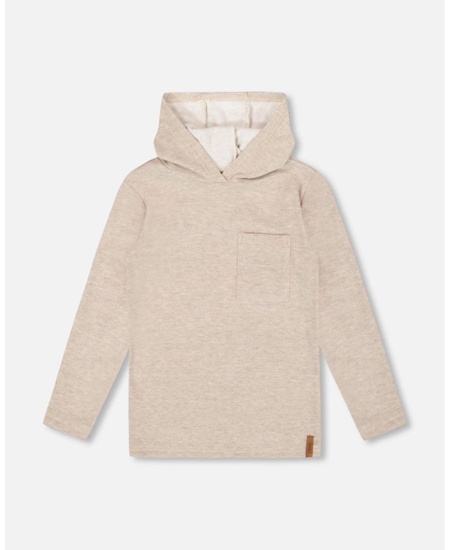 

Детская футболка с длинными рукавами, из очень мягкого трикотажа с начесом, бежевого цвета - для малышей/детей Deux par Deux, Heather beige gray