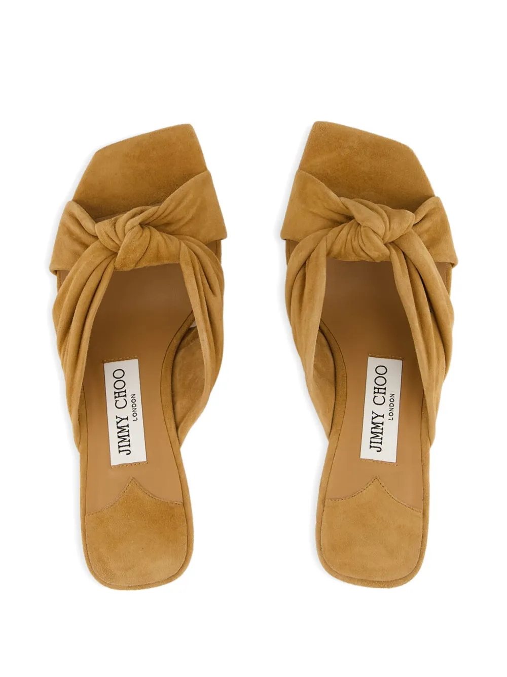 Сандалии из замши с узлом 50 мм JIMMY CHOO, коричневый — фото 3