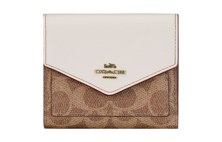 

COACH Искусственная кожа кошелек малый женский коричневый желтый Monogram и розовый белый