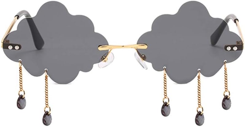 

BOJOD Безободковые милые солнцезащитные очки для женщин, модные винтажные креативные солнцезащитные очки в стиле 90-х, забавные очки в форме облака для дискотек, Black