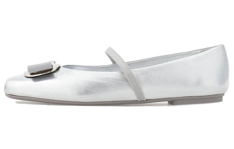 FERRAGAMO Новые Балетки Vara, серебристый