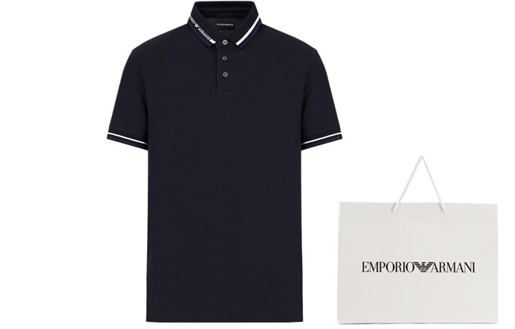 Джерси поло с логотипом EMPORIO ARMANI, морской синий — фото 2