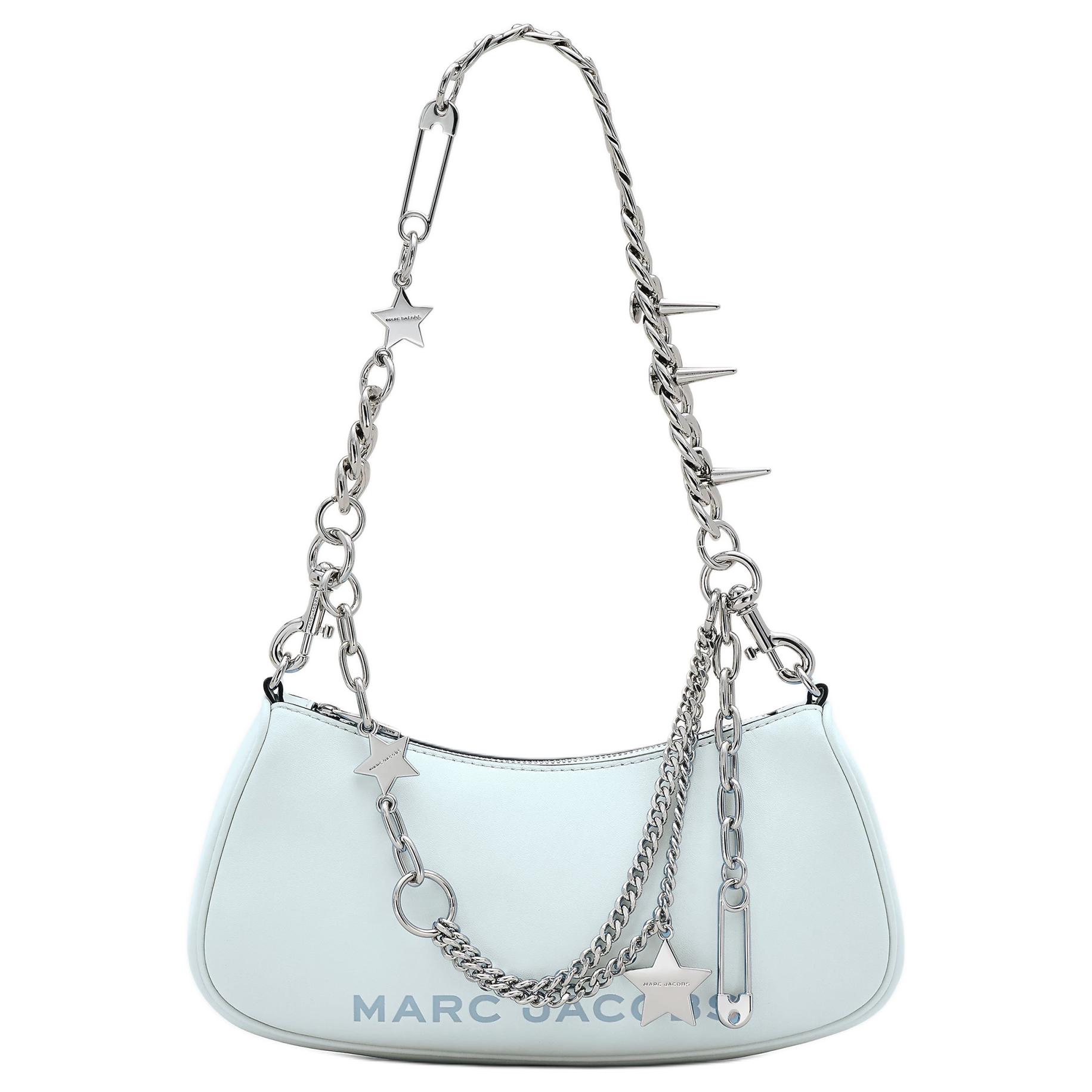 

Гладкая кожаная сумка через плечо женская небесно-голубая MARC JACOBS