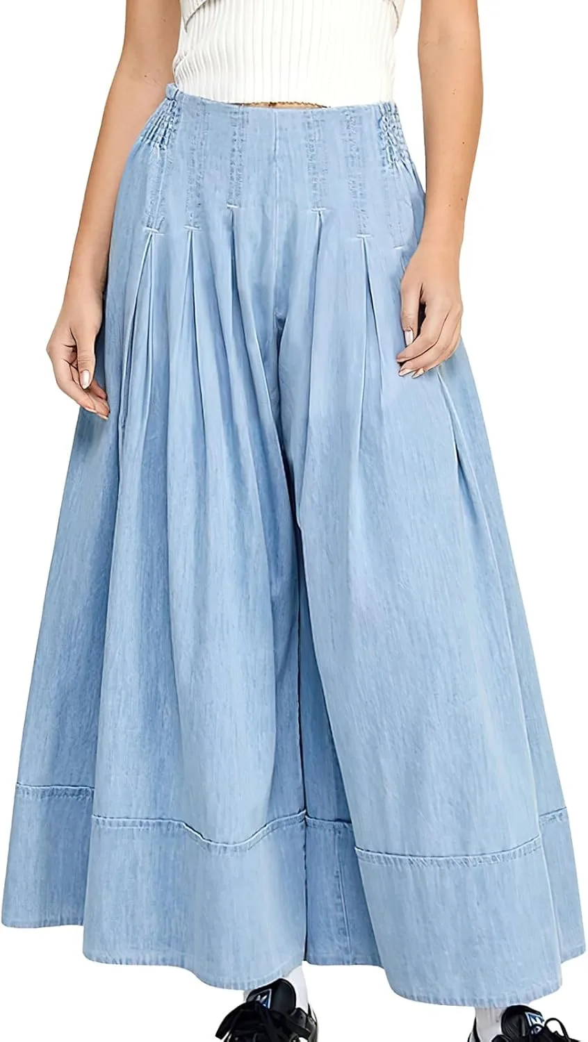 

Женские джинсы-кюлоты с высокой талией и манжетами Leyoutx