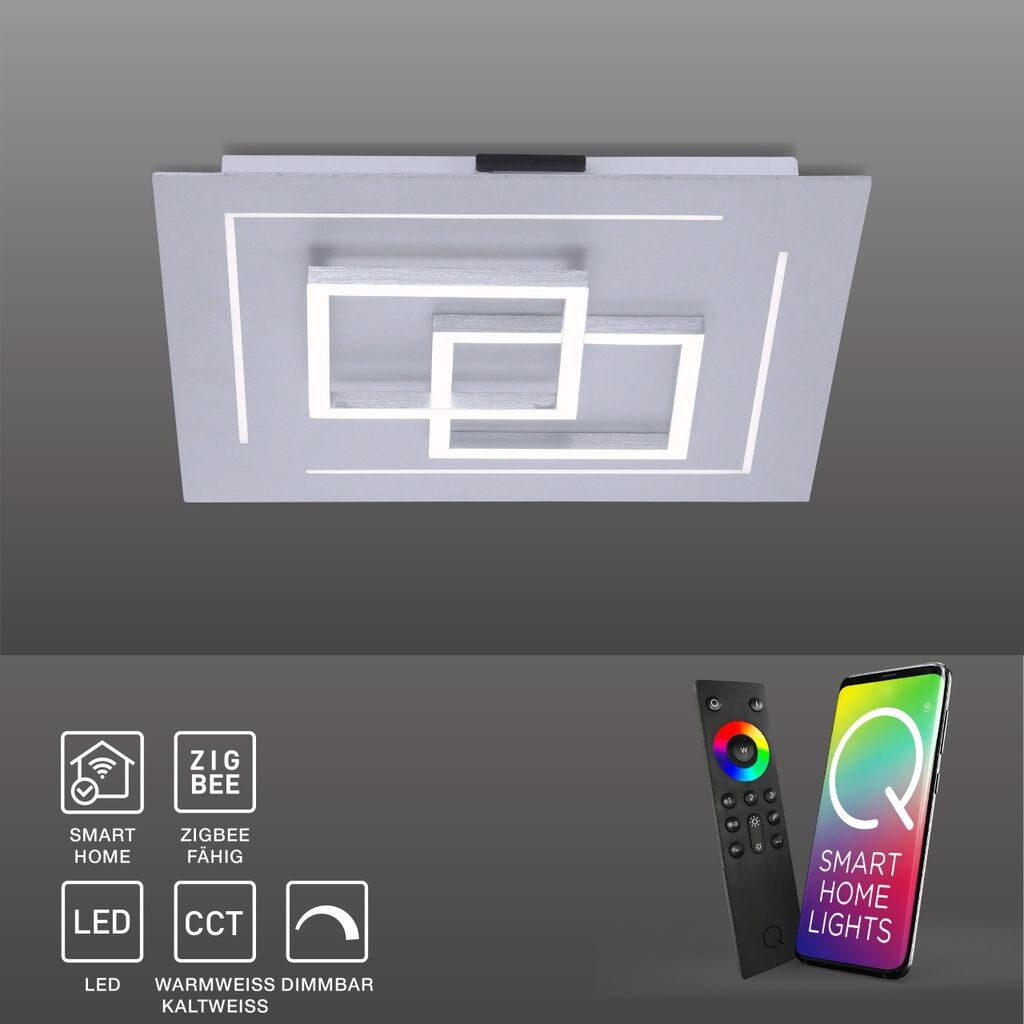 

Светодиодный потолочный светильник Selltec Smart Home Q - LINEA CCT 40x40 см, регулируемый с помощью пульта дистанционного управления. Работает с Alexa Aluminium гостиная, столовая, спальня 8180-95, 8180-79, серебро