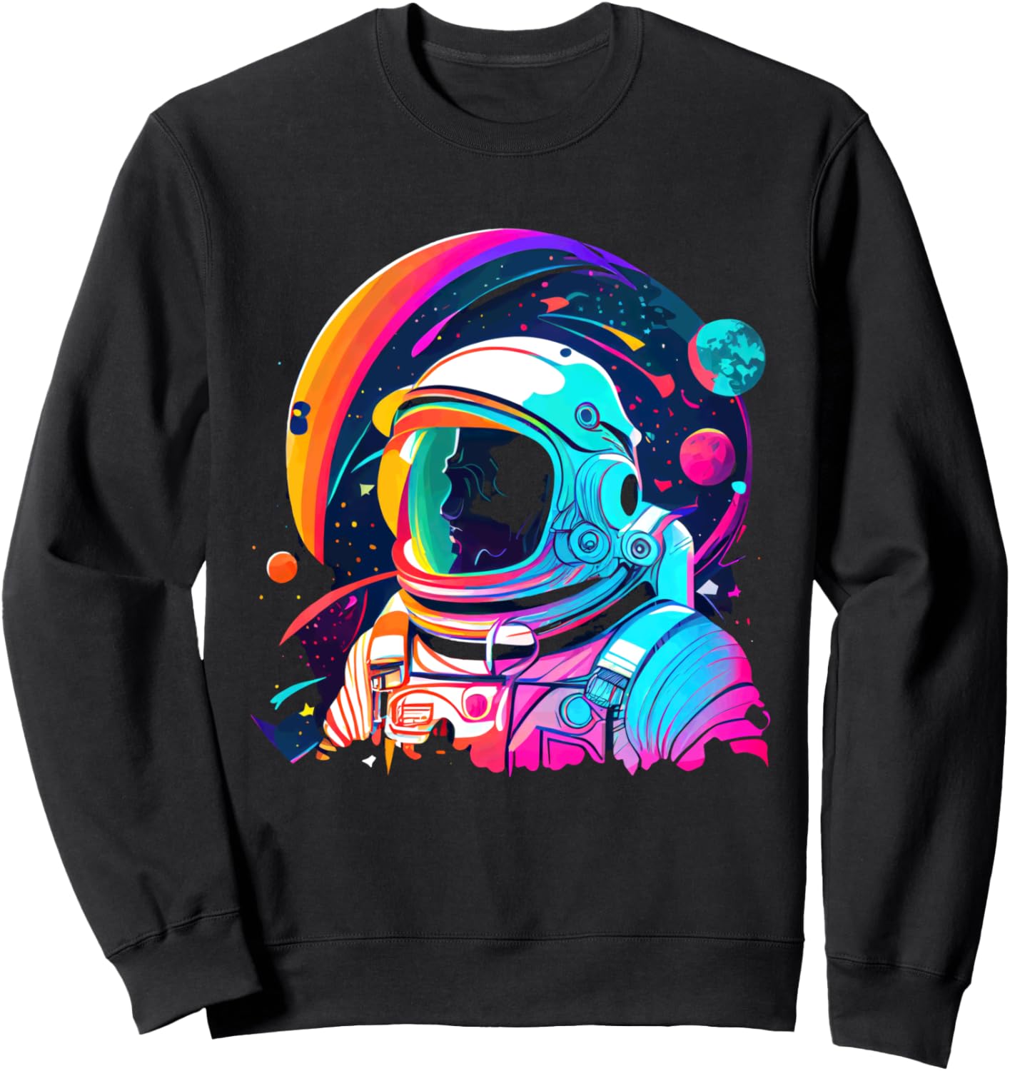 

Толстовка с яркими цветами «Космическое приключение астронавта» Vibrant Astronaut Space Exploration Cosmic Journey, черный