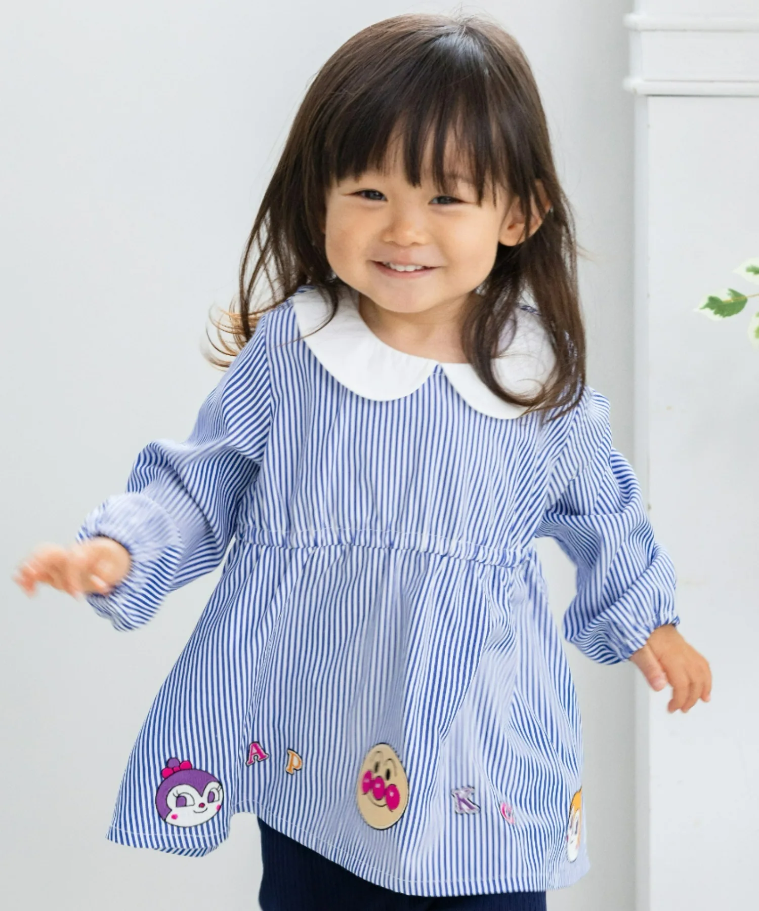 Детская блузка с воротником и полосками ANPANMAN KIDS COLLECTION синяя
