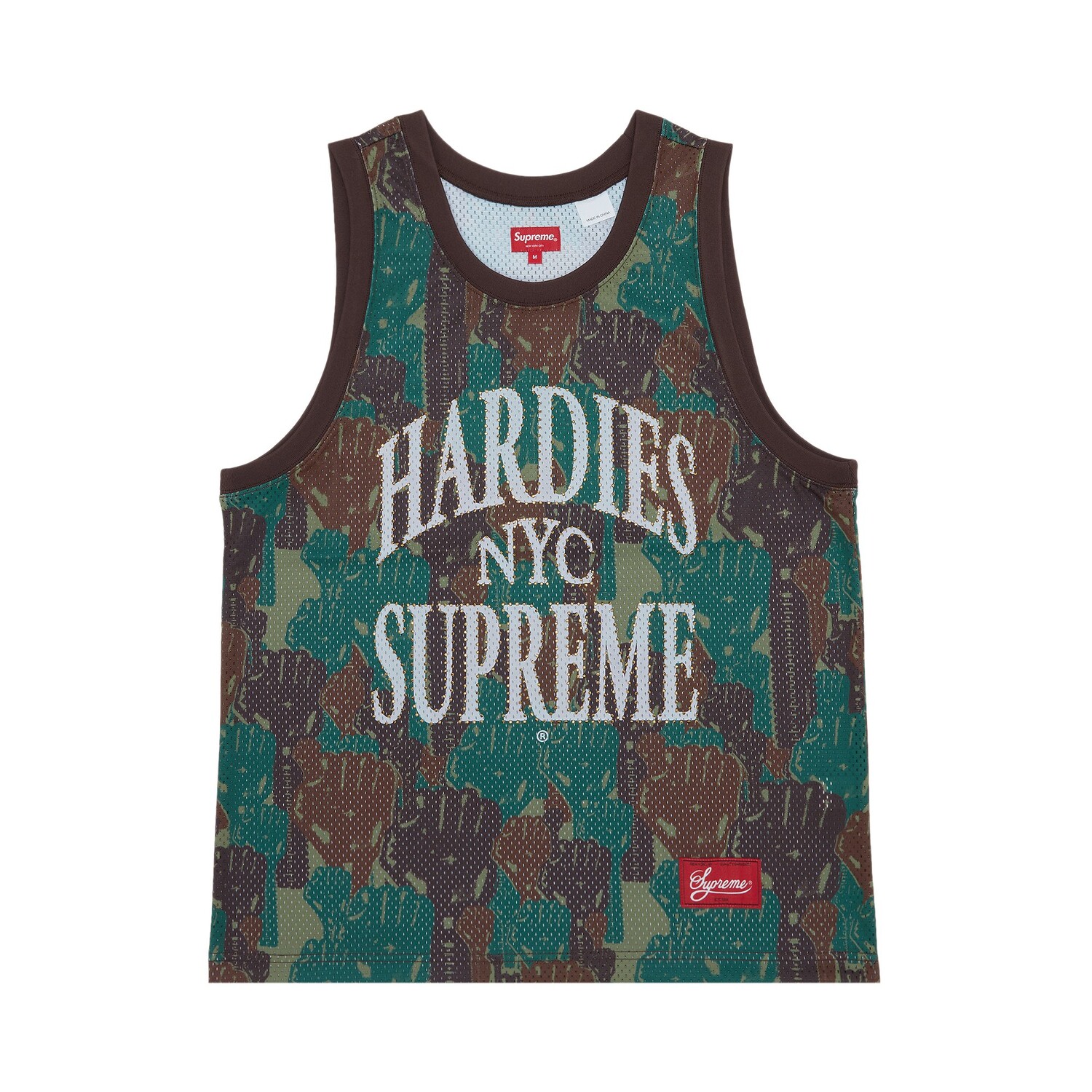 

Баскетбольная майка Supreme x Hardies с камуфляжным принтом, зеленая