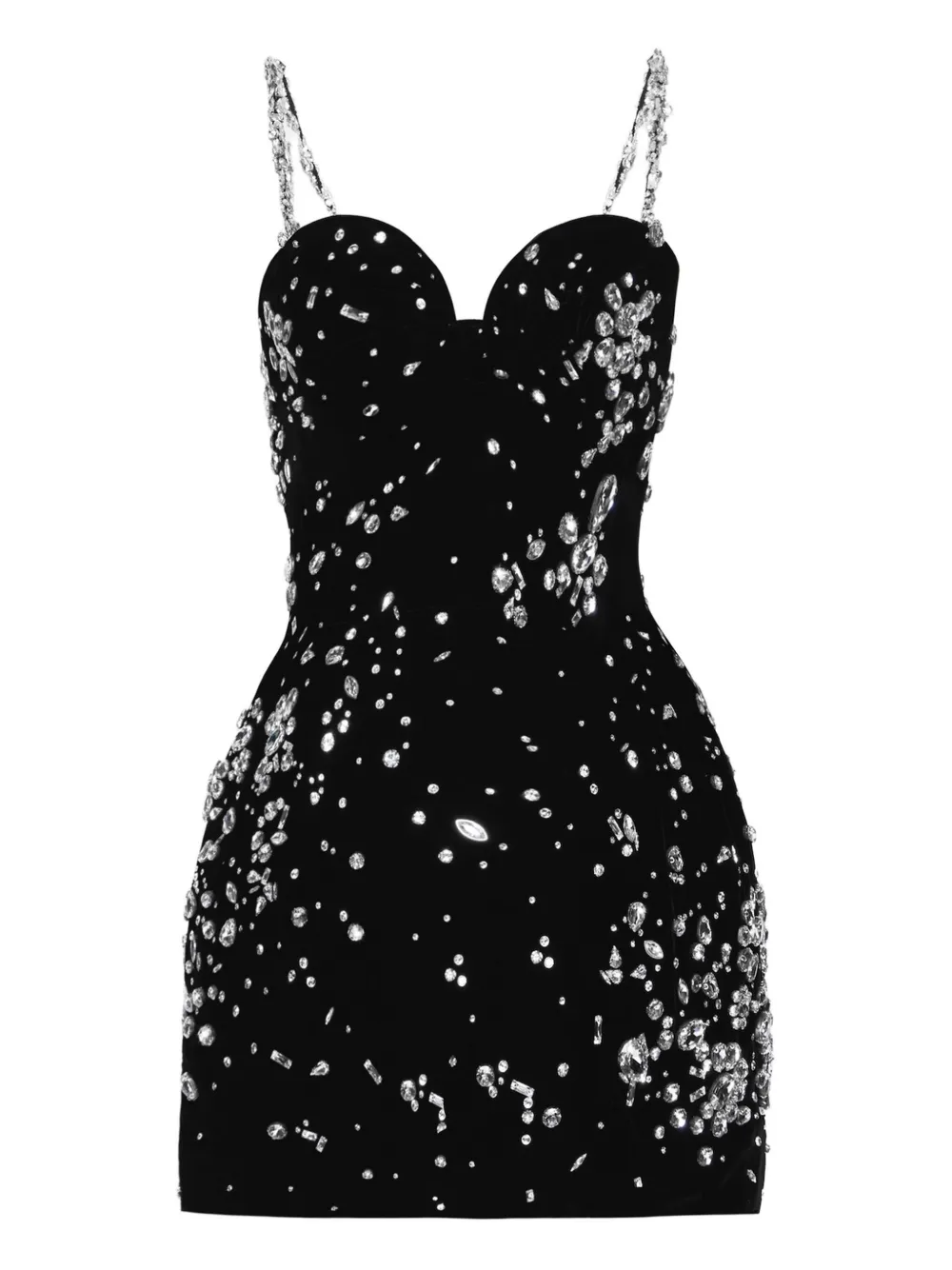 

Бархатное платье мини с кристаллами Oscar De La Renta, черный