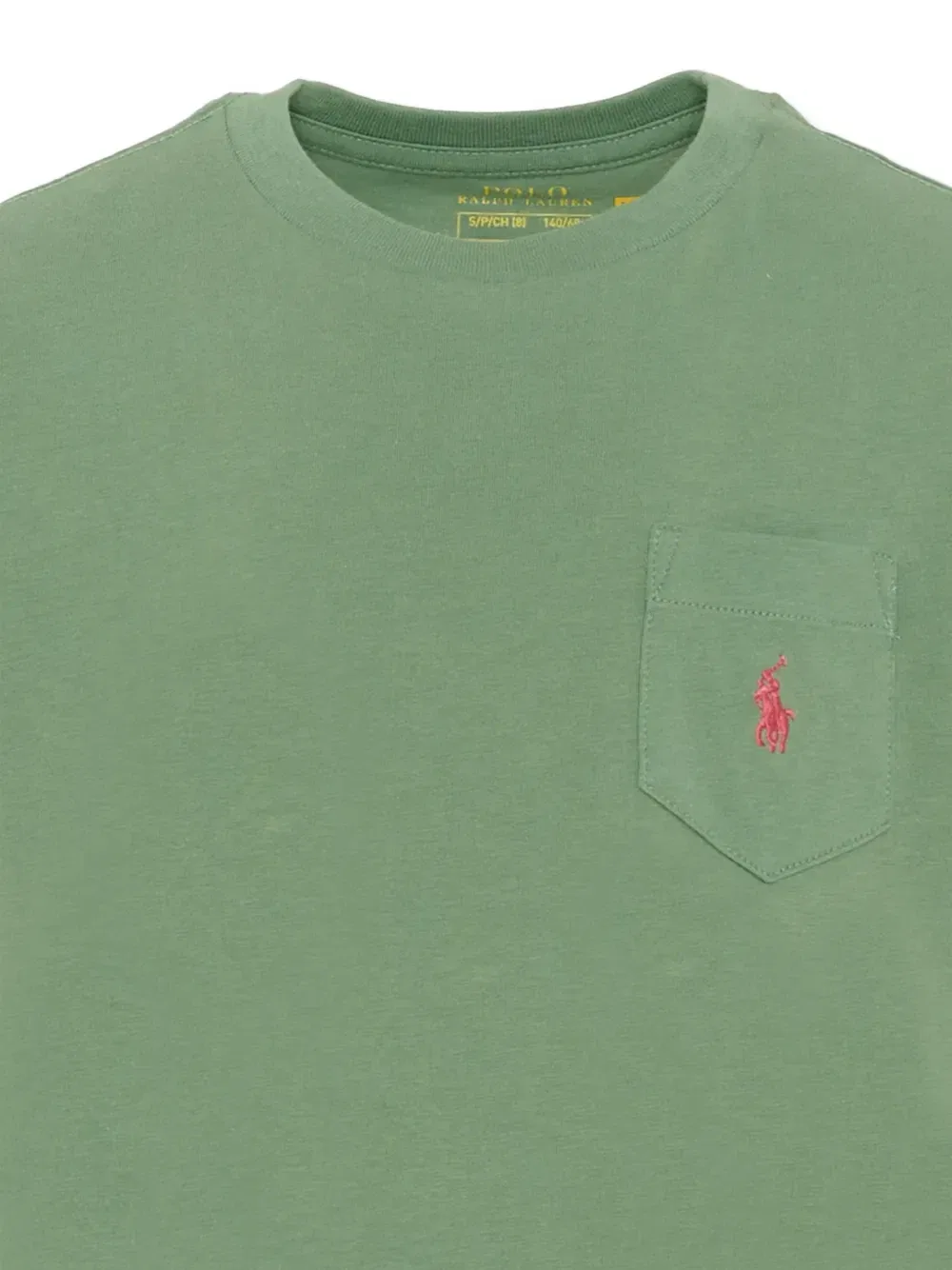 Футболка с карманом и вышитым логотипом Polo Ralph Lauren Kids, зеленый — фото 3