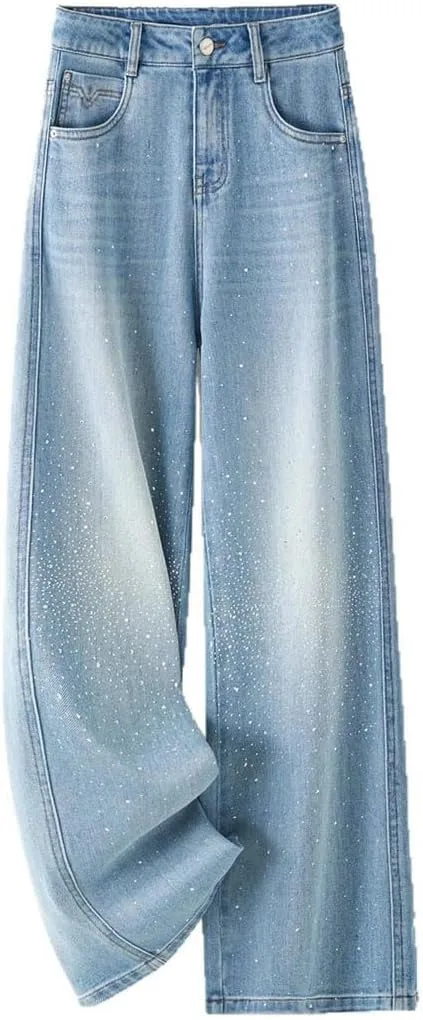 Женские широкие джинсовые брюки Mid Waist с застежкой-молнией Slim Fit — фото 2