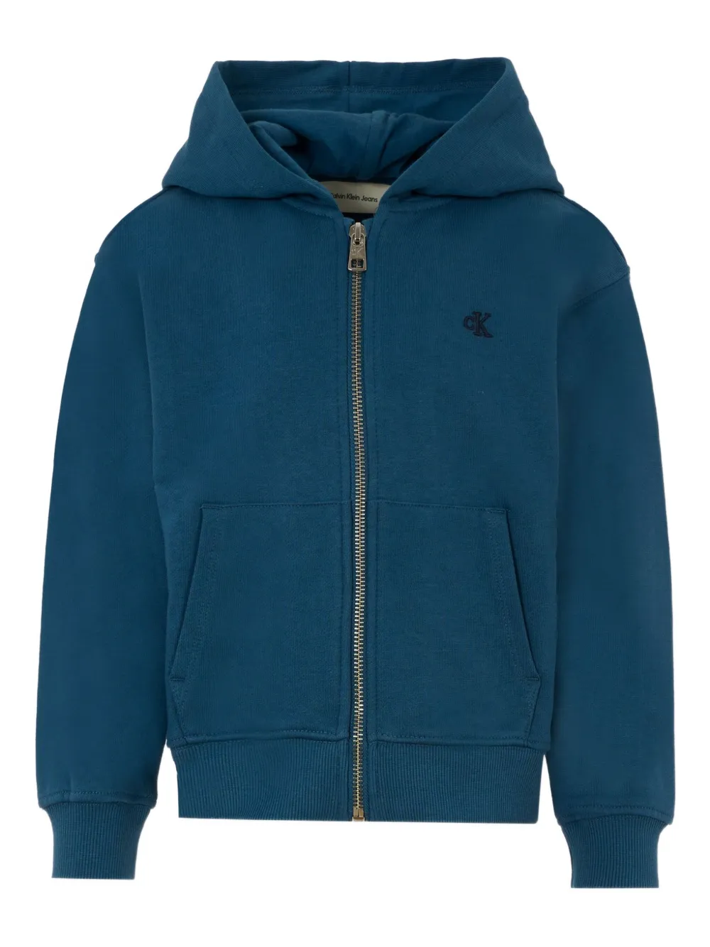 

Вышитая толстовка с капюшоном на молнии Calvin Klein Kids, синий