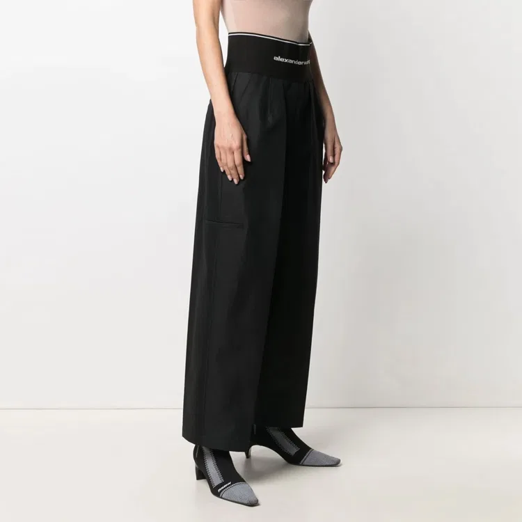 Брюки повседневные женские black, умеренно широкие Alexander Wang — фото 4
