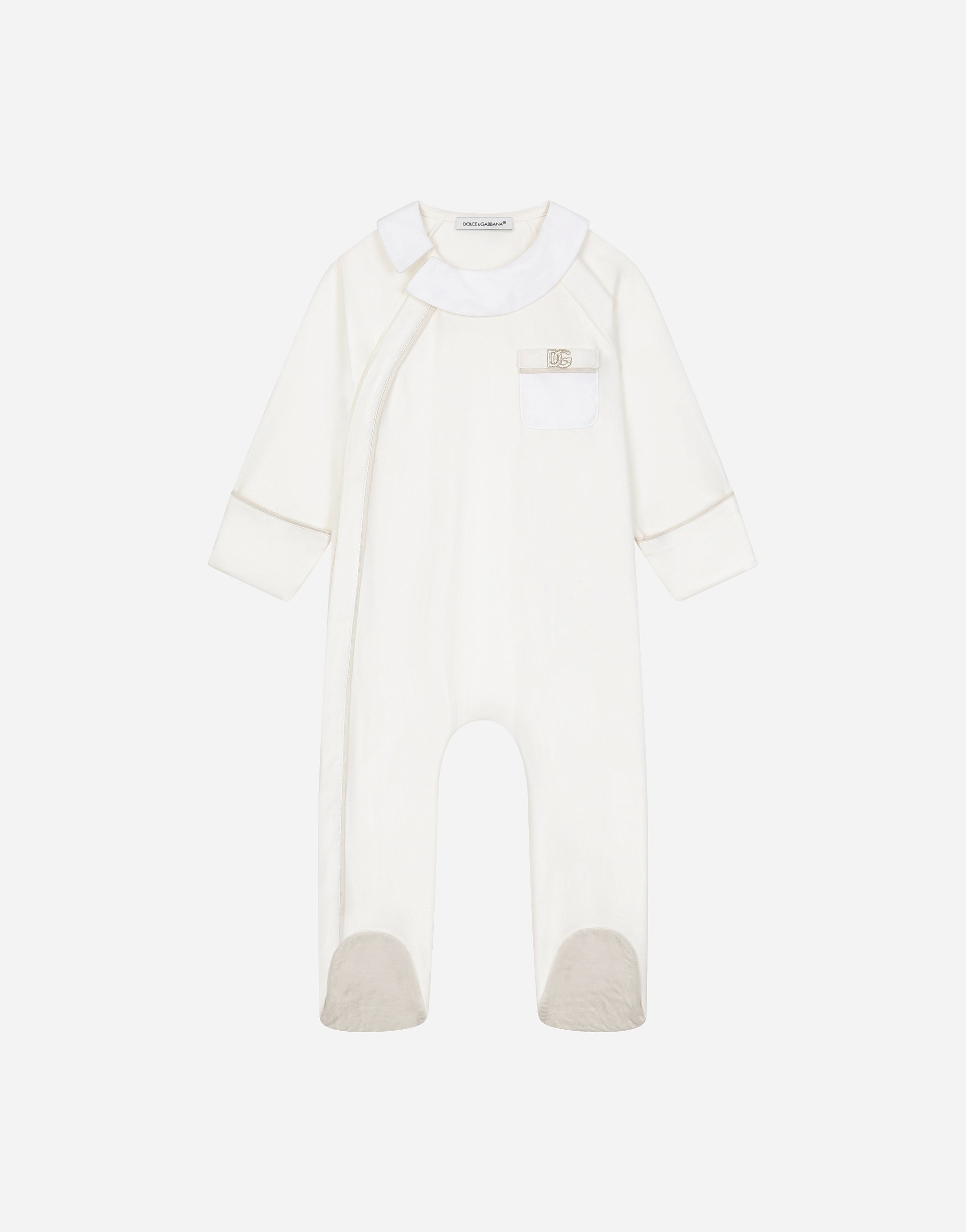 

Комбинезон из интерлока и жаккарда в горошек с логотипом DG Dolce&Gabbana, белый