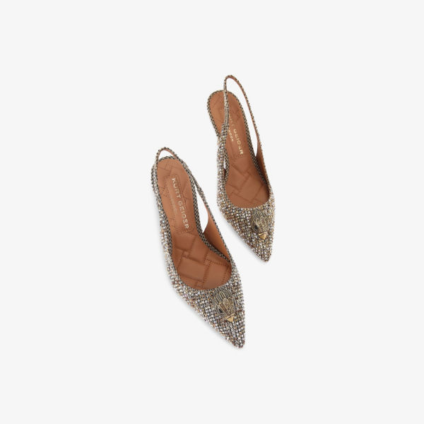 Туфли-лодочки Kurt Geiger London Белгравия на каблуке с ремешком на щиколотке и кристаллами, бежевый — фото 2