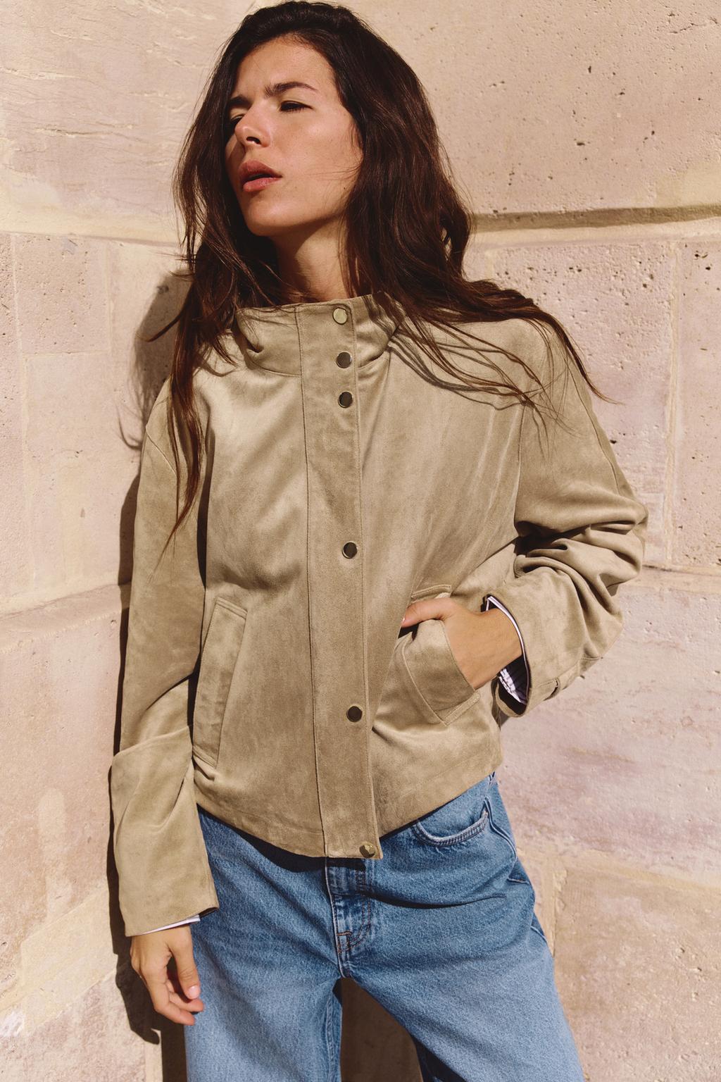 

Куртка из искусственной замши ZARA, кэмел