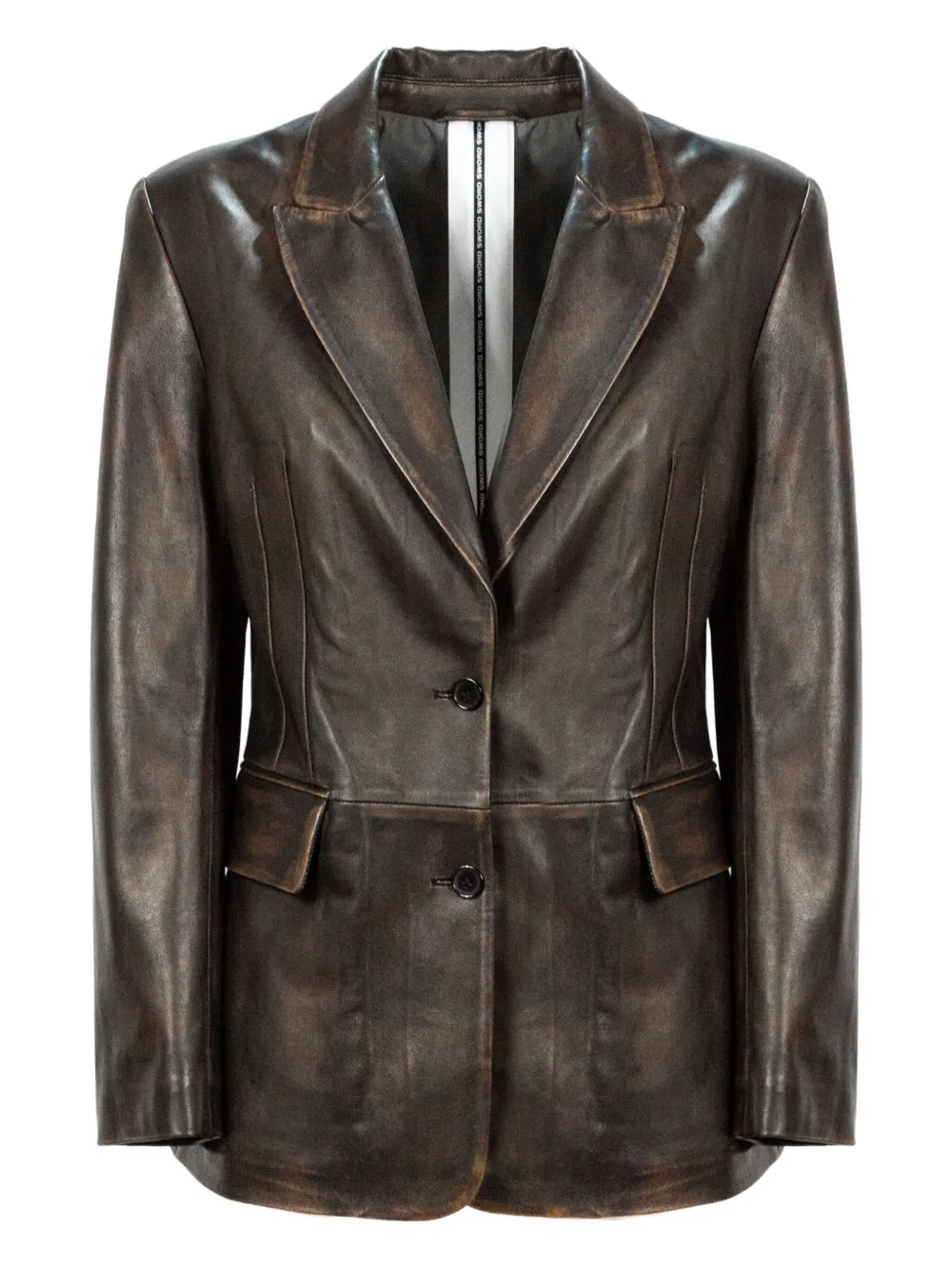 

Кожаная куртка с застежкой на пуговицы и клапанами на карманах Sword, коричневый