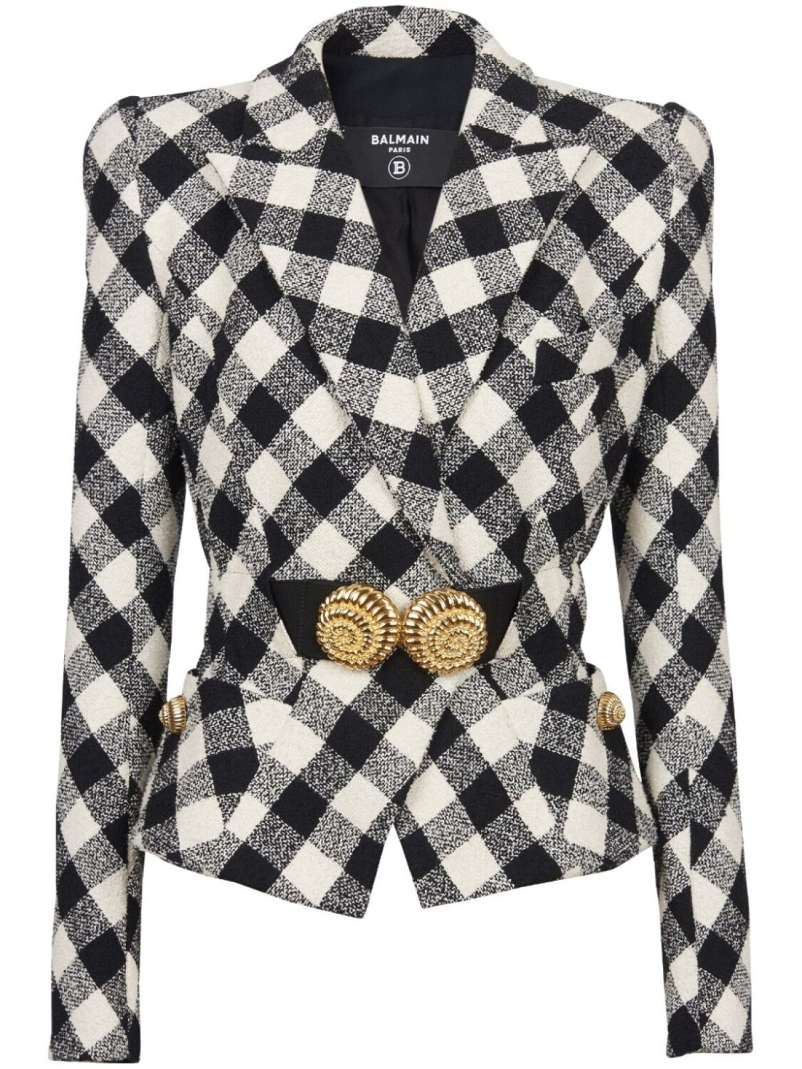 

Balmain твидовый жакет в клетку виши, черный
