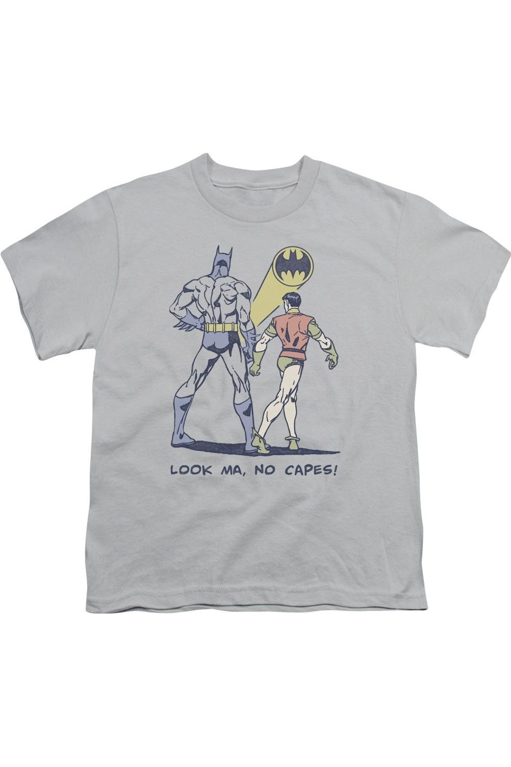 

Футболка с коротким рукавом DC Comics "Без плащей" для детей Gildan, серебряный