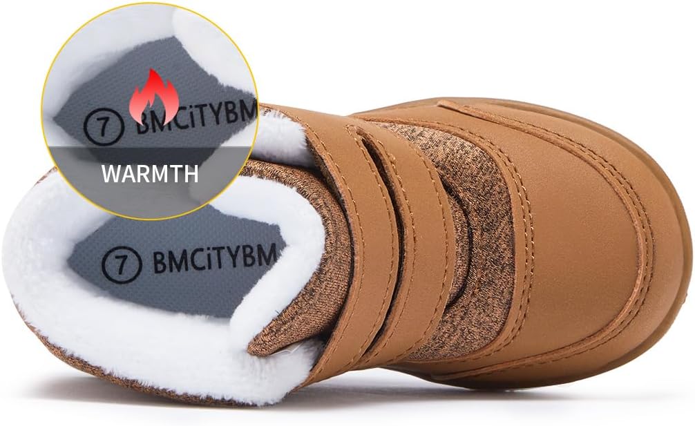 Детские зимние ботинки BMCiTYBM для мальчиков и девочек, легкие, для холодной погоды и активного отдыха (для малышей), коричневый — фото 4