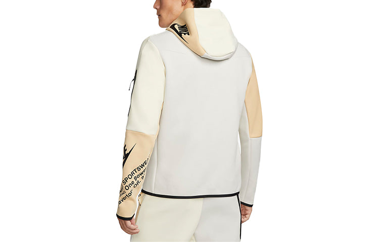 Худи Men's Nike Sportswear Tech Fleece Printing Full-Length Zipper Cardigan Jacket Light Bone DM6475-072 — фото 2