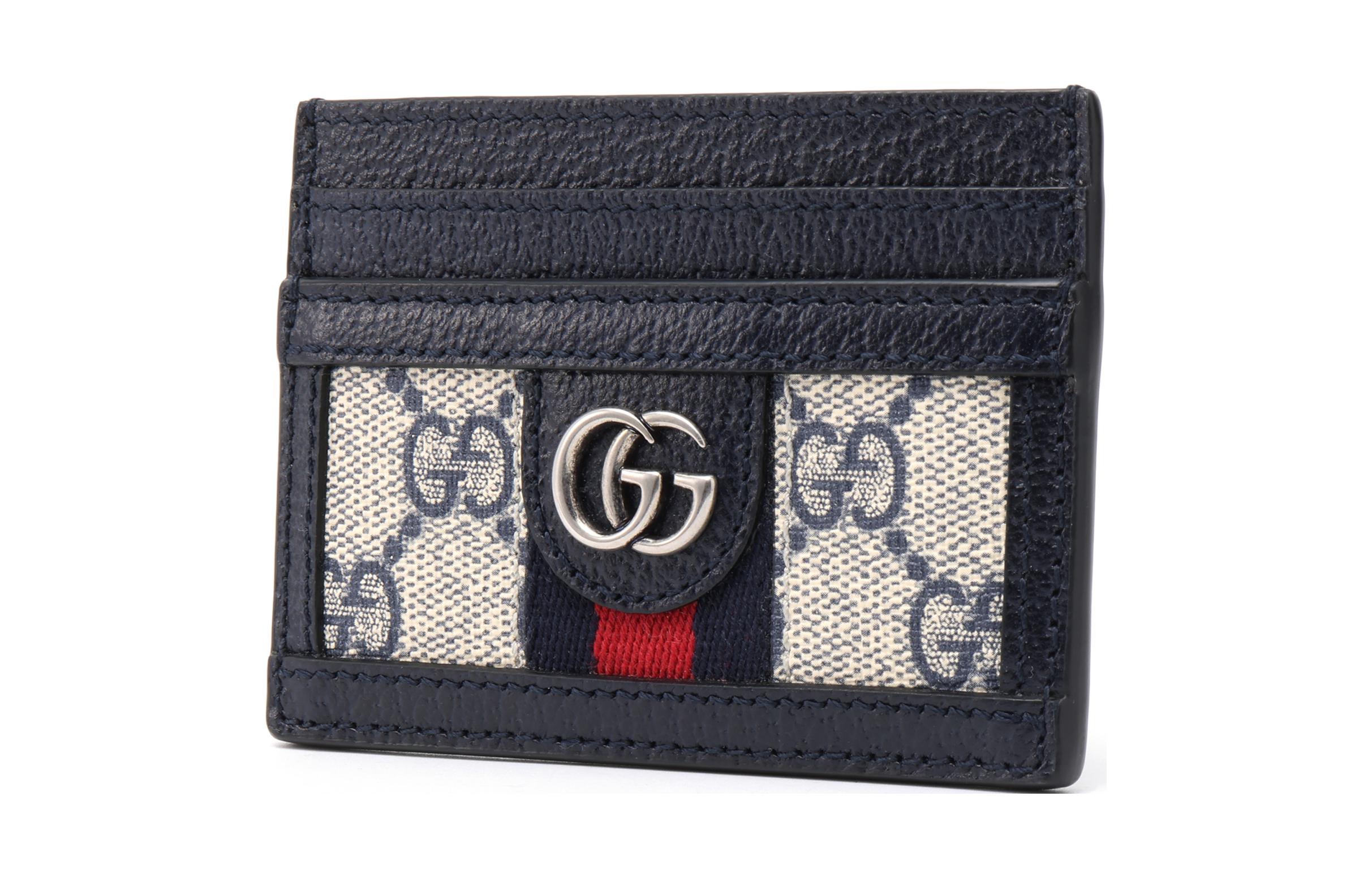 GUCCI Кардхолдер Canvas With Leather для женщин, синий — фото 3