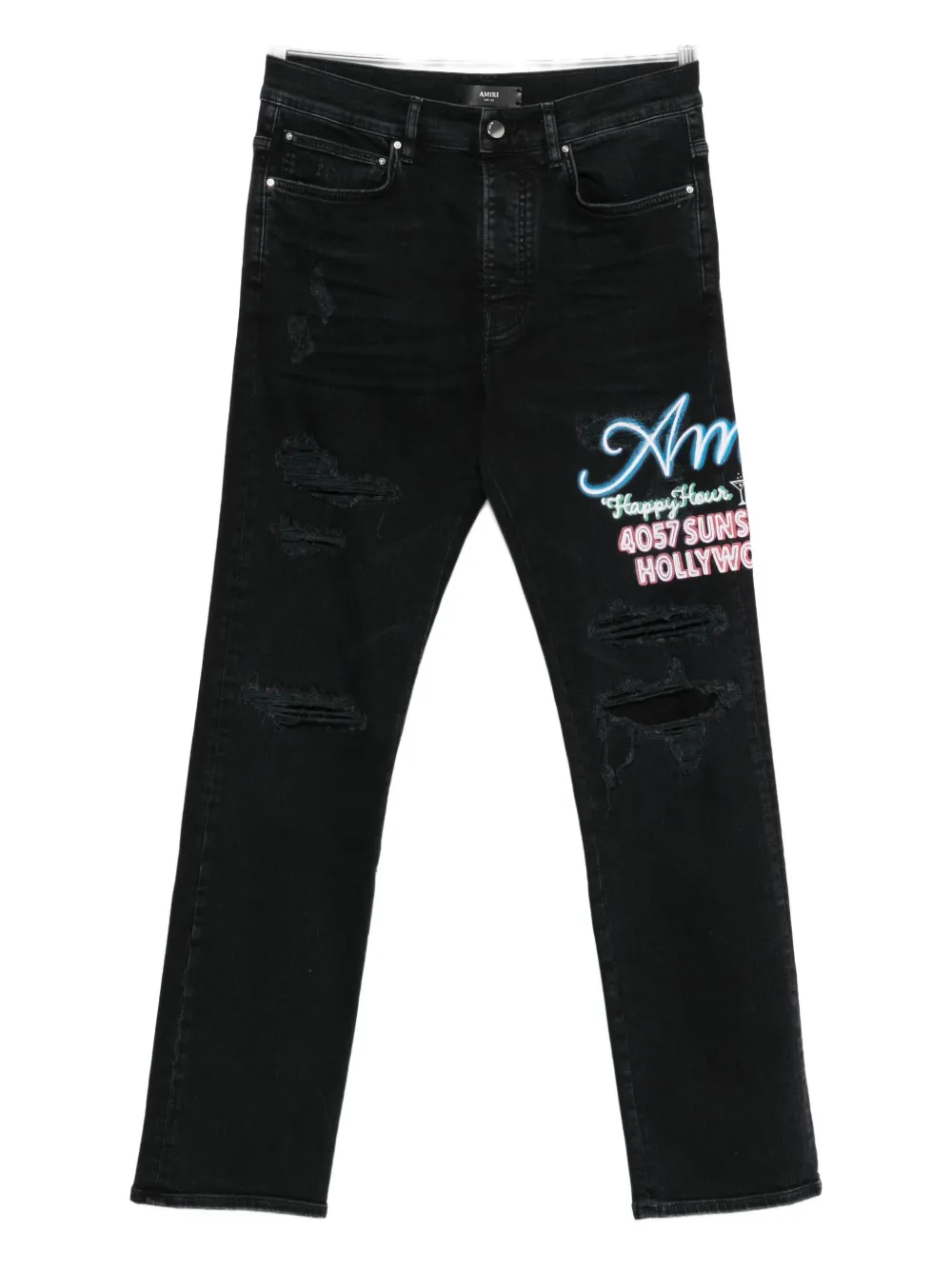 

Джинсы с вышивкой и эффектом потертости AMIRI, черный