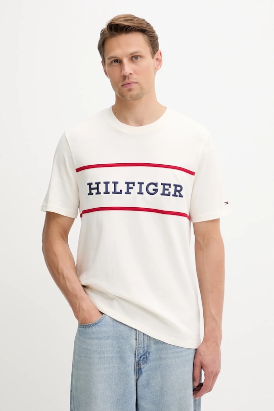 

Хлопковая футболка Tommy Hilfiger, бежевый