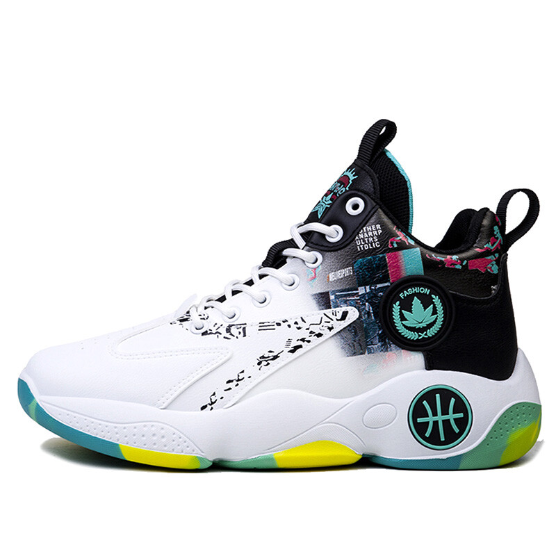 

Баскетбольные кроссовки Basketball Shoes Men High-Top Meiretu, белый/зеленый