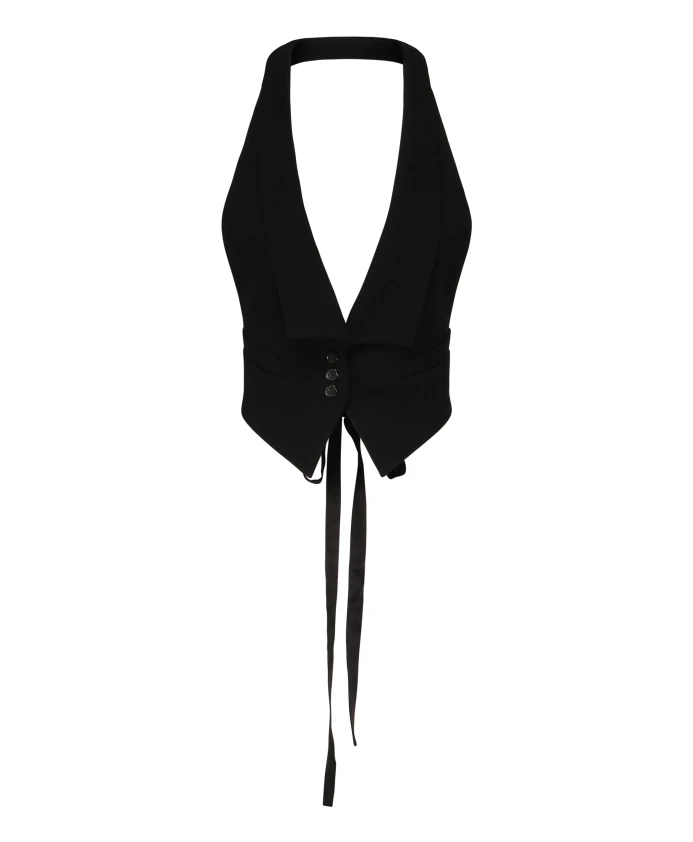 

Черный жакет без рукавов с глубоким вырезом Pinko, черный