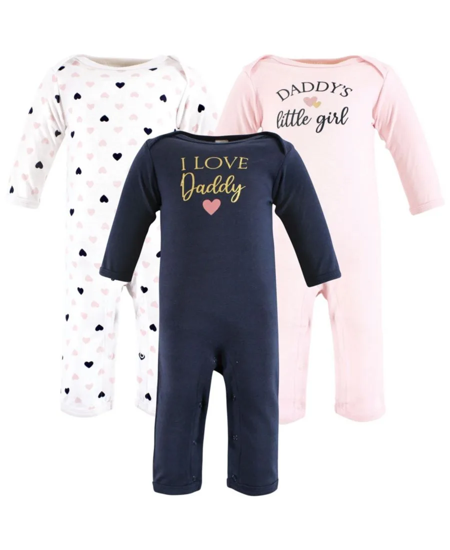 Хлопковый комбинезон для малышей Hudson Baby, girl daddy розовый темно-синий