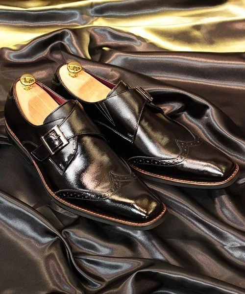 Мужские слипоны из натуральной кожи Nagare Moka Wingtip Straighttip ZINC чёрные