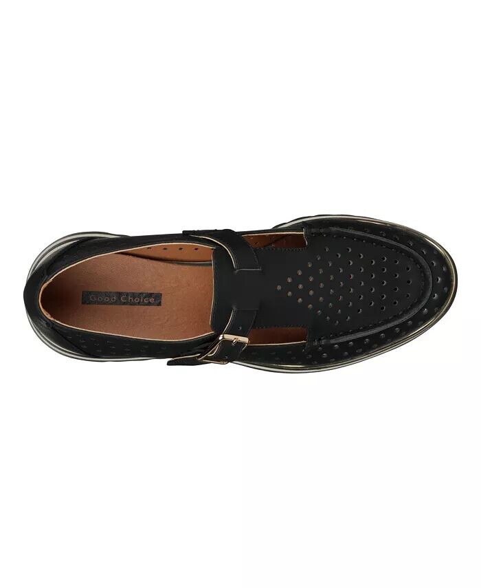 Женские лоферы на платформе Karmine с лазерной резкой Mary Jane GC Shoes, черный — фото 4