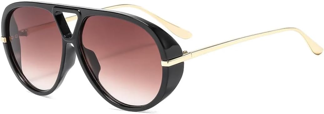 

Ретро большие овальные солнцезащитные очки с леопардовым градиентом для женщин, с двойной оправой, в стиле панк, модные, роскошные, в большой оправе, для мужчин, с защитой от УФ-излучения UV400 TKKTLLT, Black Double Tea