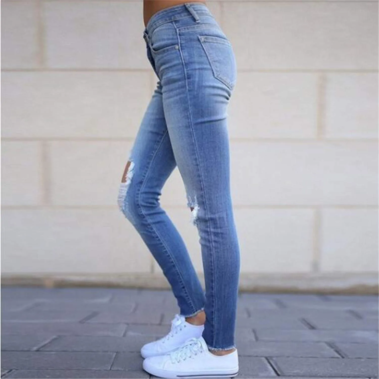 Andongnywell женские джинсы Boyfriend Distressed Slim Fit Ripped — фото 3
