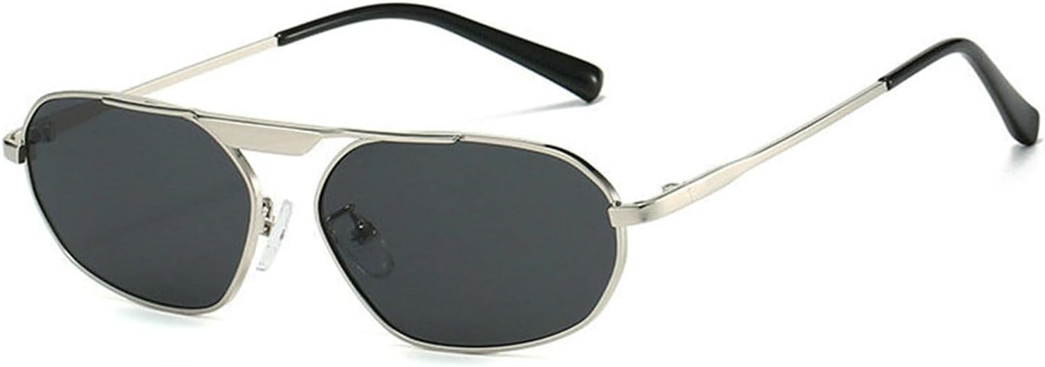 

COTIA 2025 Модные квадратные солнцезащитные очки неправильной формы и овальной формы для женщин и мужчин, ретро-металлическая оправа, панк-дизайн, очки-пилот, Silver Grey