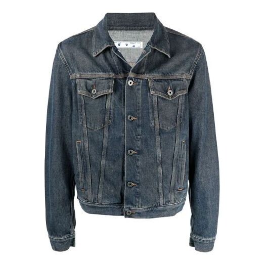 

Куртка ss21 logo pattern printing denim jacket loose fit denim blue Off-White, синий