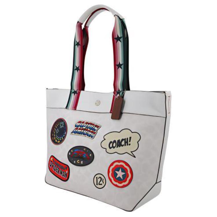 

Сумка-шоппер Marvel Collaboration Jes из кожи, белая COACH