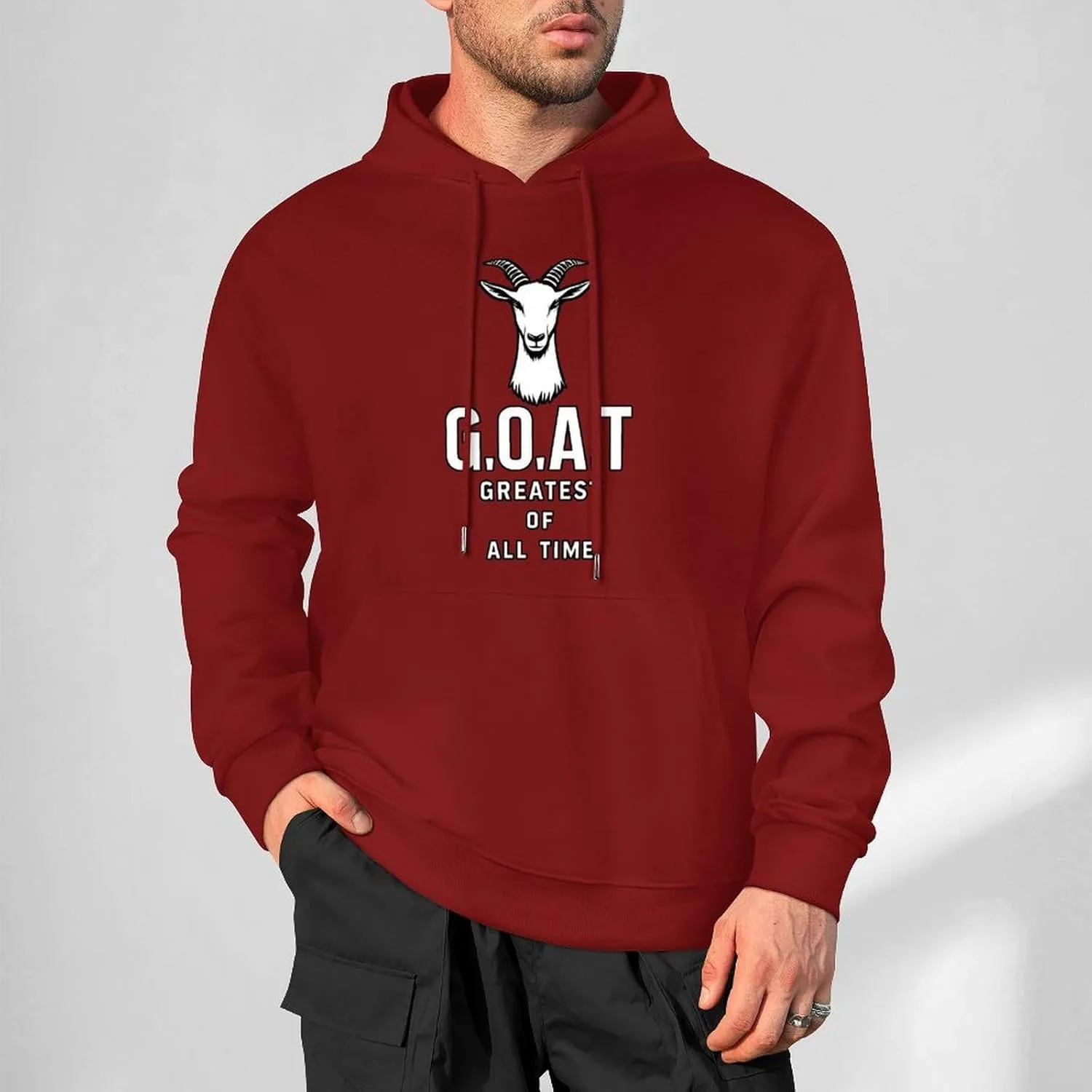 Толстовка G.O.A.T Greatest Of All Time с карманом Generic, темно-багровый — фото 2