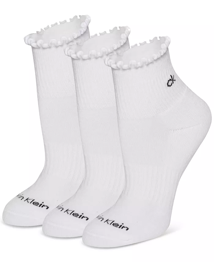 

Женские носки с рюшами, 3 пары, спортивные Calvin Klein, белый