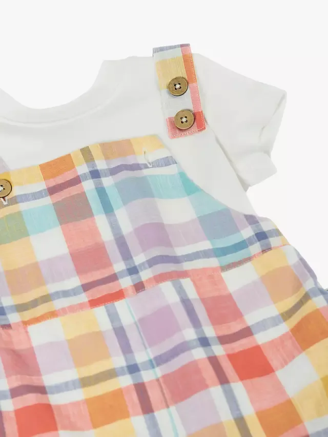 Комплект из футболки и комбинезона Baby Freddie, весенняя клетка Frugi — фото 4