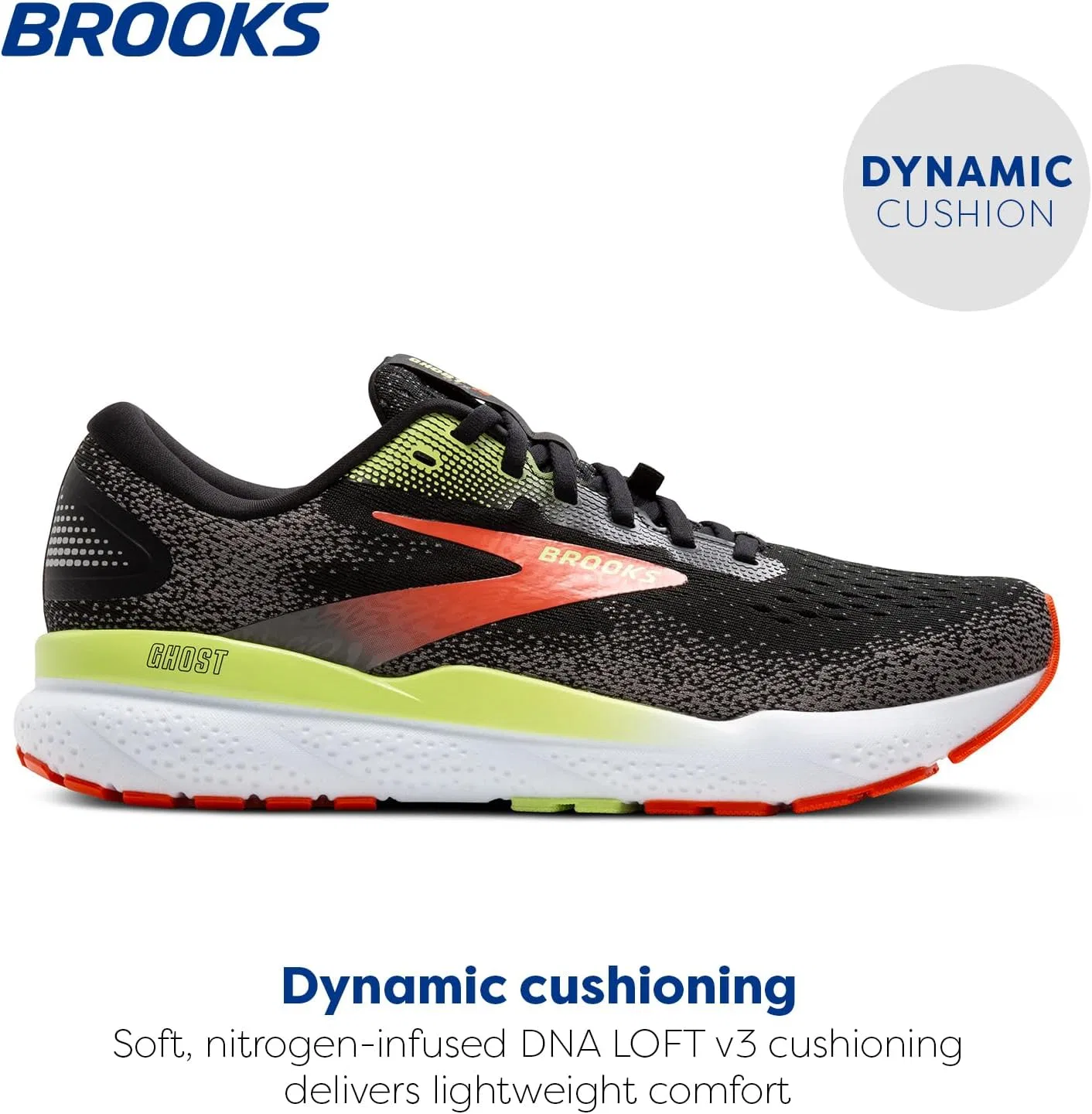Мужские кроссовки Brooks Ghost 16 GTX, черный/красный/зеленый — фото 2