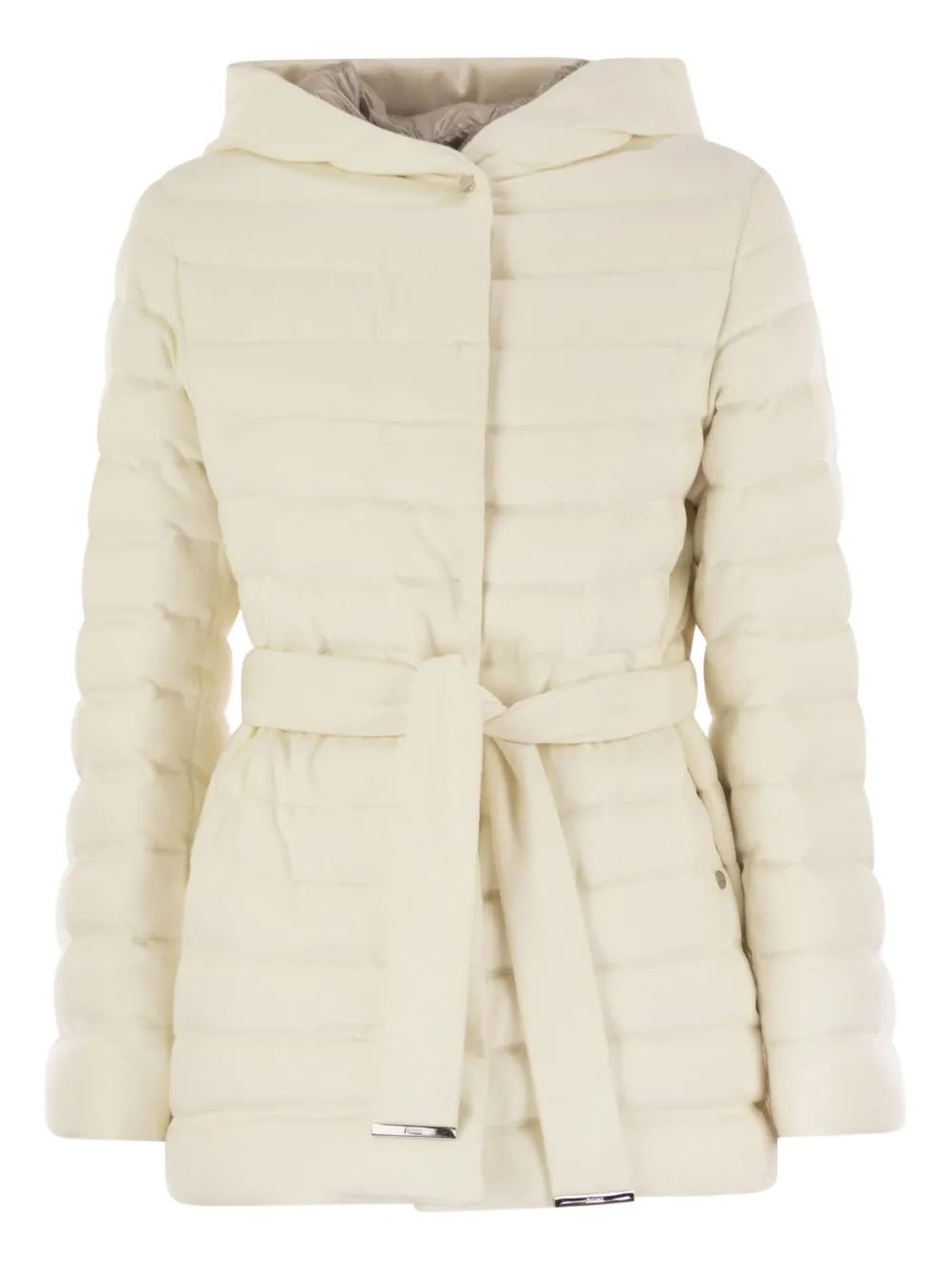 

Пуховик с капюшоном и поясом Herno, бежевый
