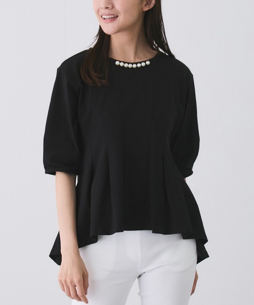 

Топ с баской и декором из жемчуга Jayro, черный