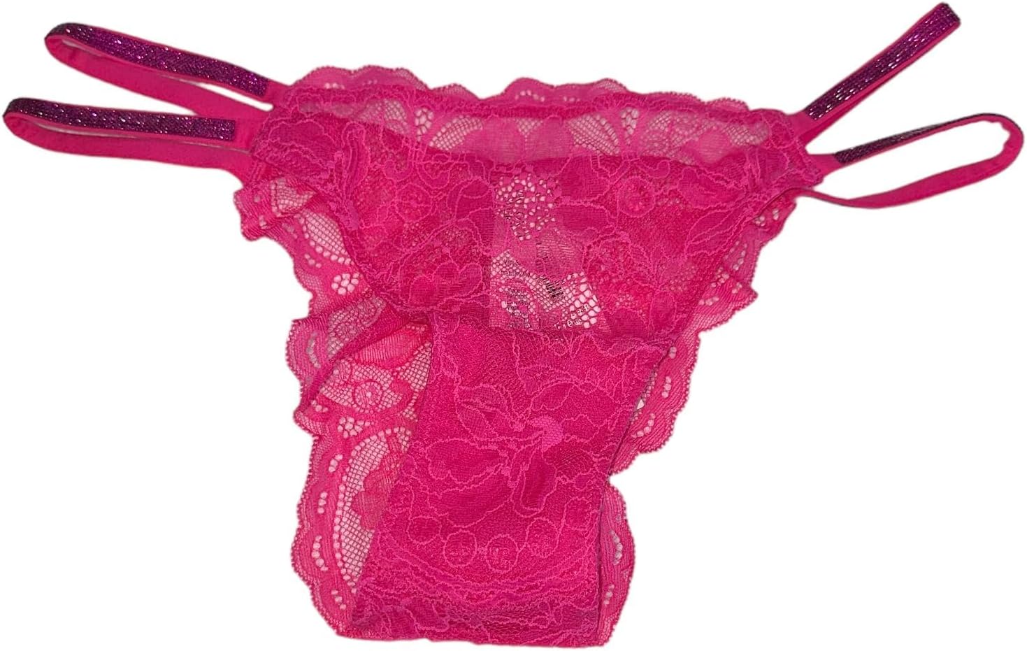 

Victoria's Secret Double Shine Strap Lace бразильские трусики, цвет Pink/Fuschia, новые